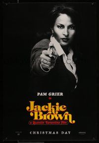 1c414 JACKIE BROWN teaser 1sh '97 Quentin Tarantino, cool image of Pam Grier in title role!
