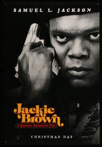 1c415 JACKIE BROWN teaser 1sh '97 Quentin Tarantino, cool image of Samuel L. Jackson with gun!