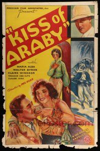 1c452 KISS OF ARABY 1sh '33 great full-length stone litho of sexy dancing harem girl Maria Alba!