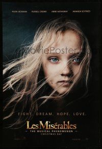 1c471 LES MISERABLES teaser DS 1sh '12 huge close-up of Isabelle Allen as the young Cosette!