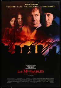 1c472 LES MISERABLES DS 1sh '98 silhouettes of Liam Neeson, Rush, Thurman, Danes!