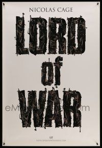 1c500 LORD OF WAR teaser 1sh '05 Nicolas Cage, cool gun title mosaic!