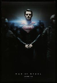 1c514 MAN OF STEEL teaser DS 1sh '13 Henry Cavill in the title role as Superman handcuffed!