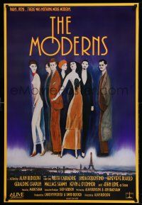 1c545 MODERNS 1sh '88 Alan Rudolph, cool artwork of trendy 1920's people by star Keith Carradine!