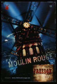 1c553 MOULIN ROUGE style C teaser 1sh '01 Baz Luhrmann directed, this story is about freedom!