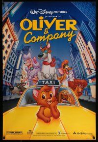1c577 OLIVER & COMPANY DS 1sh R96 Disney cartoon cats & dogs in New York City!