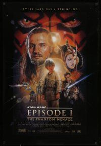 1c592 PHANTOM MENACE style B 1sh '99 George Lucas, Star Wars Episode I, art by Drew Struzan!