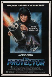 1c616 PROTECTOR 1sh '85 Danny Aiello, R. Obero art of Jackie Chan huge gun!