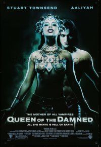 1c622 QUEEN OF THE DAMNED 1sh '01 close up of sexy vampire Aaliyah & Stuart Townsend!