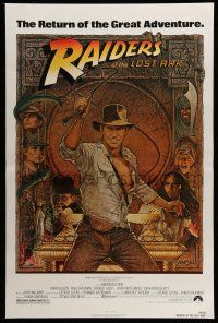1c625 RAIDERS OF THE LOST ARK 1sh R82 Drew Struzan art of adventurer Harrison Ford!