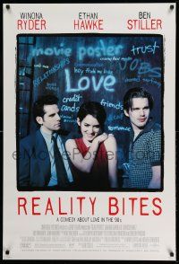 1c629 REALITY BITES 1sh '94 Janeane Garofalo, image of Winona Ryder, Ben Stiller, Ethan Hawke!