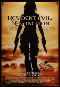 1c641 RESIDENT EVIL: EXTINCTION advance DS 1sh '07 silhouette of zombie killer Milla Jovovich!