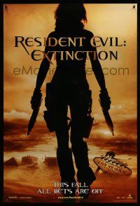 1c643 RESIDENT EVIL: EXTINCTION teaser 1sh '07 silhouette of zombie killer Milla Jovovich!
