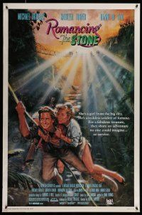 1c664 ROMANCING THE STONE 1sh '84 Robert Zemeckis, art of Michael Douglas & Kathleen Turner!