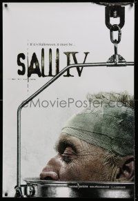 1c682 SAW IV teaser 1sh '07 gross image of serial killer Tobin Bell's head in scale!