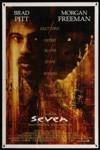 1c691 SEVEN 1sh '95 David Fincher, Morgan Freeman, Brad Pitt, deadly sins!