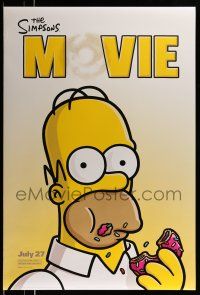 1c700 SIMPSONS MOVIE style B advance DS 1sh '07 classic Groening art of Homer Simpson w/donut!