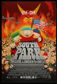 1c719 SOUTH PARK: BIGGER, LONGER & UNCUT int'l advance 1sh '99 Parker & Stone animated musical!