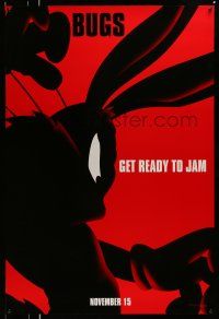 1c723 SPACE JAM teaser DS 1sh '96 basketball, cool silhouette artwork of Bugs Bunny!