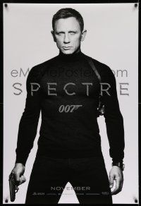 1c726 SPECTRE teaser DS 1sh '15 cool image of Daniel Craig as James Bond 007 with gun!