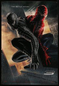1c731 SPIDER-MAN 3 textured teaser DS 1sh '07 Raimi, the battle within, Maguire in black/red suits!