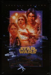 1c750 STAR WARS style B advance 1sh R97 George Lucas classic sci-fi epic, art by Drew Struzan!