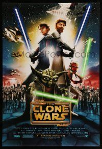 1c752 STAR WARS: THE CLONE WARS advance DS 1sh '08 art of Anakin Skywalker, Yoda, & Obi-Wan Kenobi!