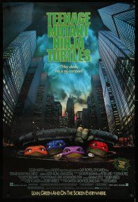 1c774 TEENAGE MUTANT NINJA TURTLES 1sh '90 live action, cool image of turtles in NYC sewers!