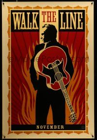 1c819 WALK THE LINE light November style A teaser 1sh '05 Shepard Fairey art of Phoenix as Cash!