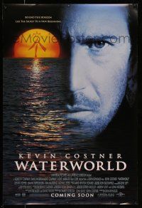 1c824 WATERWORLD advance DS 1sh '95 different huge close up of Kevin Costner & ocean horizon!