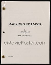 1d051 AMERICAN SPLENDOR final script '03 screenplay by Robert Pulcini & Shari Springer Berman!