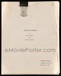 1d059 ARMED & DANGEROUS shooting script March 29, 1985, screenplay by Harold Ramis & Peter Torokvei