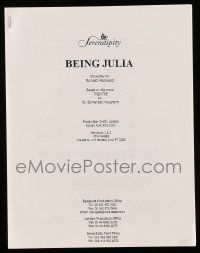 1d072 BEING JULIA revised production draft script '04 screenplay by Ronald Harwood!