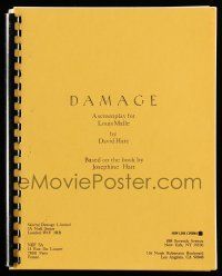 1d168 DAMAGE script '92 screenplay written by David Hare for Louis Malle!