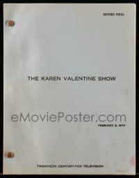 1d357 KAREN VALENTINE SHOW revised final draft TV script Feb 9, 1973 screenplay by Rannow & Strangis