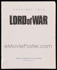 1d400 LORD OF WAR For Your Consideration script '05 screenplay by Andrew Niccol