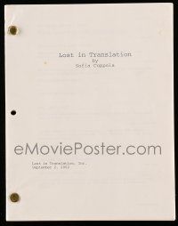 1d403 LOST IN TRANSLATION script September 2, 2002, screenplay by Sofia Coppola!