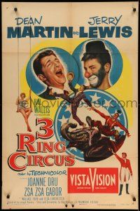 1f005 3 RING CIRCUS 1sh '54 Dean Martin & clown Jerry Lewis, Joanne Dru, Zsa Zsa Gabor