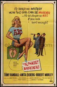1f024 ALPHABET MURDERS 1sh '66 Tony Randall, sexy Anita Ekberg is murder!