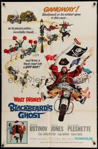 1f083 BLACKBEARD'S GHOST 1sh '68 Walt Disney, artwork of wacky invisible pirate Peter Ustinov!