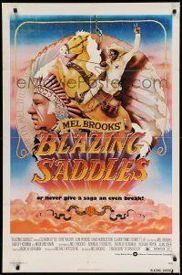 1f087 BLAZING SADDLES 1sh '74 classic Mel Brooks western, art of Cleavon Little by Alvin!