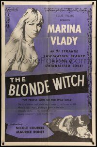1f089 BLONDE WITCH 1sh '55 Nicole Courcel, close-up of sexy sorceress Marina Vlady!