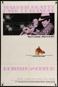 1f095 BONNIE & CLYDE 1sh '67 notorious crime duo Warren Beatty & Faye Dunaway, Arthur Penn!