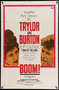1f096 BOOM 1sh '68 Elizabeth Taylor & Richard Burton, Tennessee Williams drama!