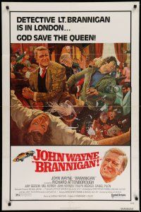 1f105 BRANNIGAN 1sh '75 Douglas Hickox, great McGinnis art of fighting John Wayne in England!