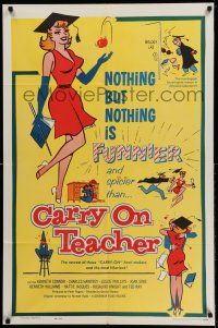 1f134 CARRY ON TEACHER 1sh '62 Kenneth Connor, Charles Hawtrey, English, sexy comic art!
