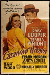 1f135 CASANOVA BROWN style A 1sh '44 Gary Cooper & Teresa Wright, greatest romantic comedy of all!