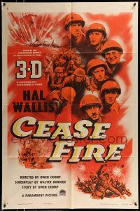 1f140 CEASE FIRE 3D 1sh '53 Hal Wallis, cool 3-D artwork of Korean War soldiers!