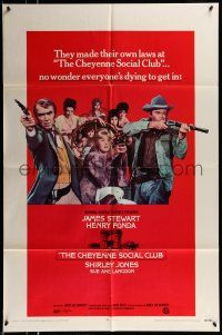 1f147 CHEYENNE SOCIAL CLUB 1sh '70 Jimmy Stewart, Henry Fonda w/guns & ladies of the night!