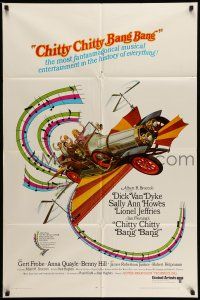 1f148 CHITTY CHITTY BANG BANG 1sh '69 Dick Van Dyke, Sally Ann Howes, art of flying car!